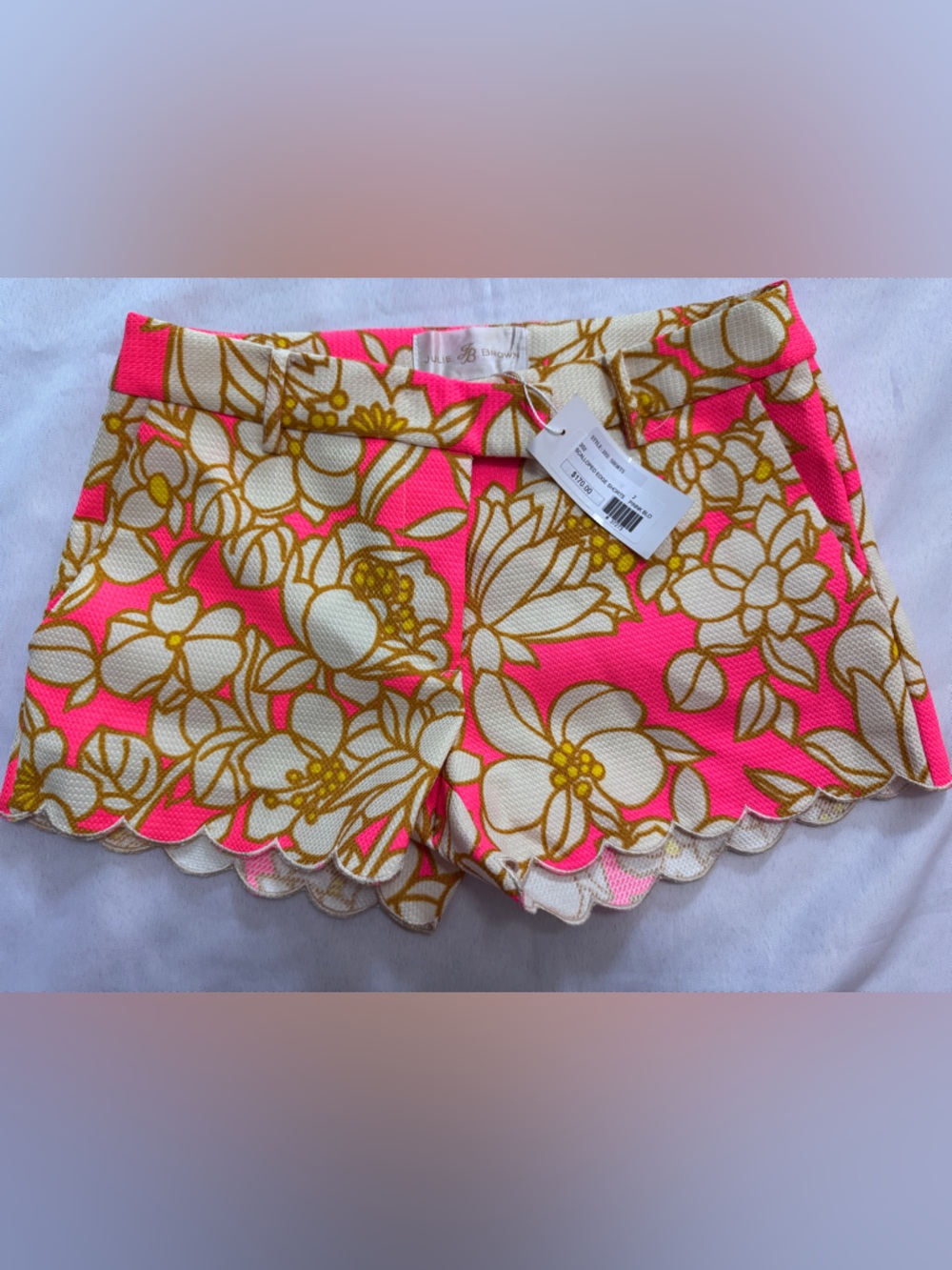NWT JB by Julie Brown Pink Floral Scalloped Hem Shorts